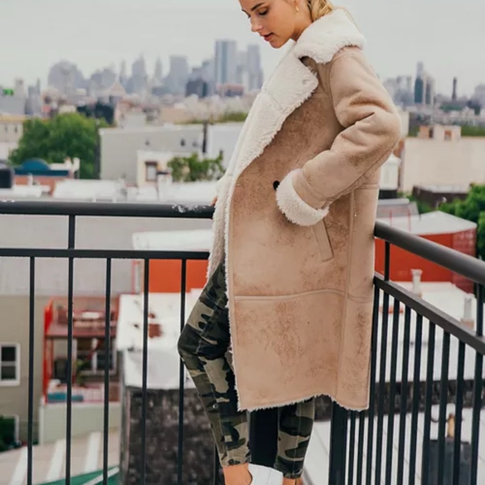 Avec Les Filles Cream and Tan Teddy Jacket